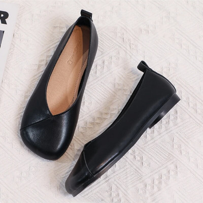 Plakanie kurpes Jaunas rudens ādas sieviešu plakanas apavi, liela izmēra 34-40 sieviešu ikdienas apavi Vc4349