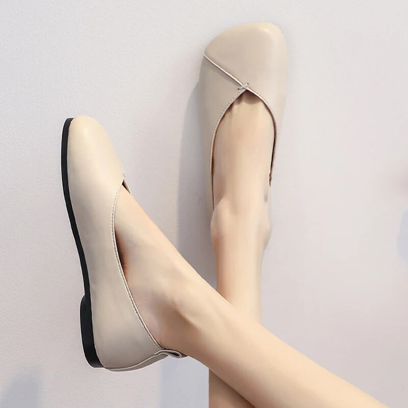 Plakanie kurpes Jaunas rudens ādas sieviešu plakanas apavi, liela izmēra 34-40 sieviešu ikdienas apavi Vc4349