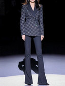 DEAT Modni ženski komplet od 2 komada, dijamantni urezani ovratnik, sakoi s jednim gumbom, odijelo s širokim hlačama pune dužine, jesen 2023. Novo 17A9131