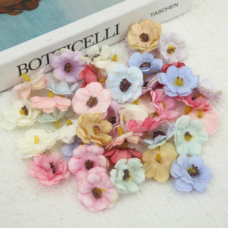 Daudzkrāsains 3 cm jasmīna ziedu galviņa Mini mākslīgie margrietiņu ziedi kāzu mājas dekorēšanai Ziemassvētku vainags Scrapbooking Amatniecība