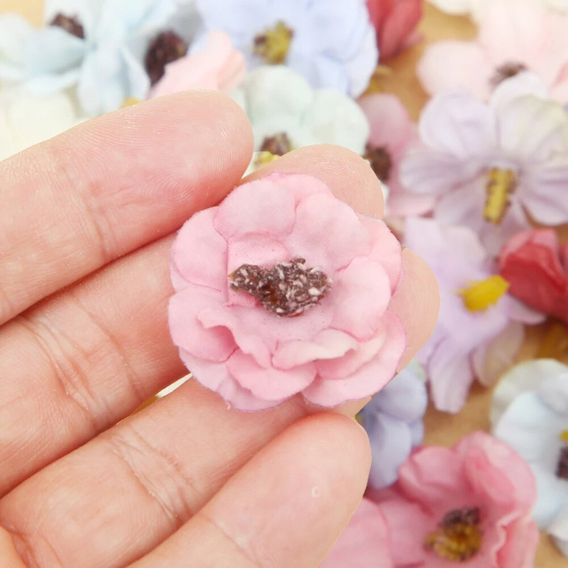 Daudzkrāsains 3 cm jasmīna ziedu galviņa Mini mākslīgie margrietiņu ziedi kāzu mājas dekorēšanai Ziemassvētku vainags Scrapbooking Amatniecība