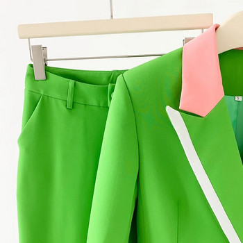 Grass Green Pants Κοστούμια Γυναικεία Slim Fit Flare Pants+ Blazer Outfits Επίσημα επαγγελματικά ρούχα Μπλέιζερ κοστούμι δύο τεμαχίων 2023
