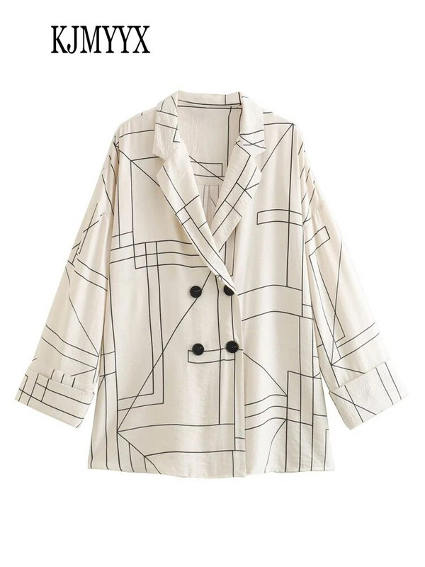KJMYYX bikškostīms 2023. gada jauns vasaras sieviešu modes ģeometri biroja žakete, brīva sieviešu jaka, ikdienas bikses ar augstu vidukli