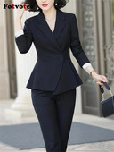 Γυναικεία κοστούμια γυναικείων παντελονιών Fotvotee Office Φθινόπωρο Χειμώνας 2023 Νέα Κορεάτικη Μόδα Casual Blazer Μπουφάν Κοστούμια Παντελόνια Σετ 2 τεμαχίων