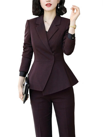 Γυναικεία κοστούμια γυναικείων παντελονιών Fotvotee Office Φθινόπωρο Χειμώνας 2023 Νέα Κορεάτικη Μόδα Casual Blazer Μπουφάν Κοστούμια Παντελόνια Σετ 2 τεμαχίων