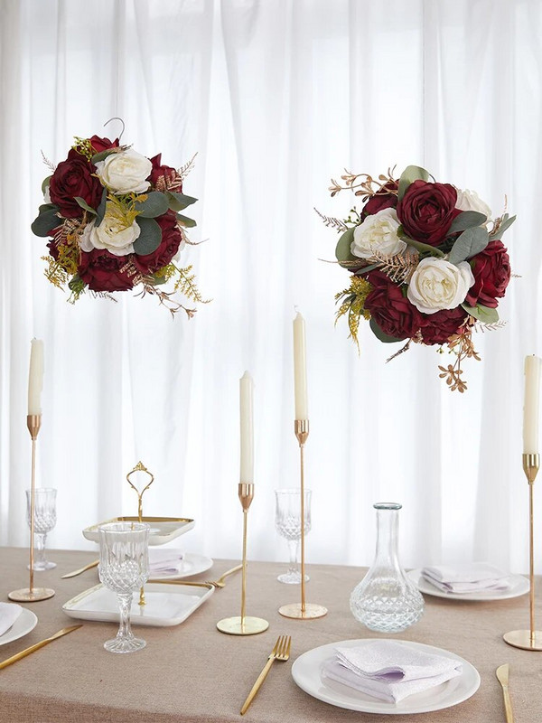 Kugla od umjetnog cvijeća Svilena ruža Božuri Lažni stol Cvjetna kugla Središnji dijelovi Party Vjenčanje Cesta Voditelj Pozadina Scena Deco