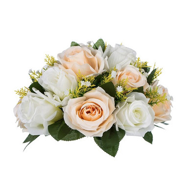 Viltus ziedu bumbiņu kompozīcijas pušķis, plastmasas roze ar pamatni, mākslīgais zieds kāzu pušķiem, ballīšu mājas dekori