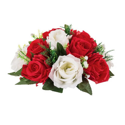 Viltus ziedu bumbiņu kompozīcijas pušķis, plastmasas roze ar pamatni, mākslīgais zieds kāzu pušķiem, ballīšu mājas dekori