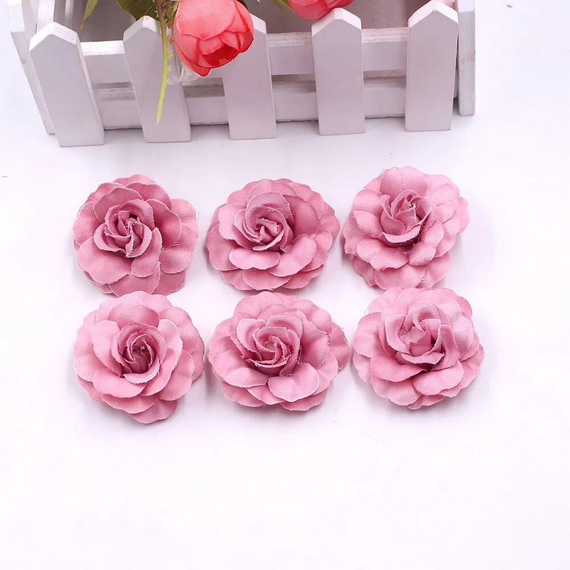 10pcs/lot Umjetna svila Mini ruža Cvjetna glava Vjenčanje Home Decoration DIY Girlland Spomenar Poklon kutija Craft Lažni cvijet