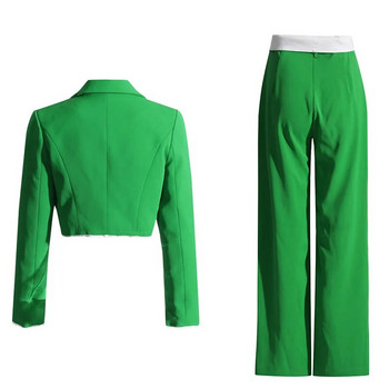 Getspring Γυναικείες φόρμες παντελονιών 2023 Φθινοπωρινή μόδα Κομψό κοντό σακάκι ζιβάγκο Ψηλόμεσο μακρύ ίσιο παντελόνι Δύο τεμάχια σετ Νέα