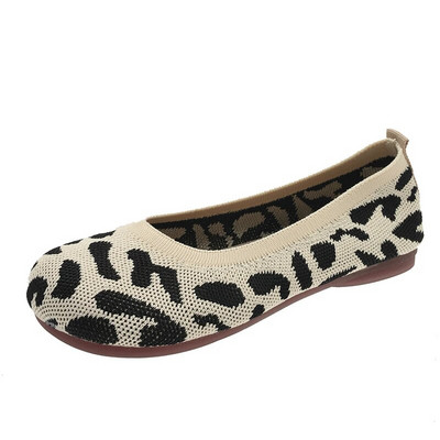 Ženske mokasine Leopard pletene natikače Proljetne mokasine Ženske točkice Ravne cipele Širokog kroja Zapatos De Mujer