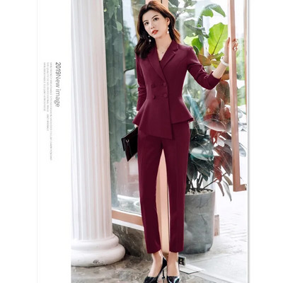 Modna crvena odijela s hlačama za žene Poslovna radna odjeća Svečana odjeća Uredska dama Komplet sakoa Elegantni kompleti od 2 komada Ženski 2023 Novo