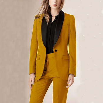 Σετ 1 κουμπιού κομψό και κομψό γυναικείο σακάκι+παντελόνι Γυναικείο κοστούμι 2 τεμαχίων σετ σάλι γιακά Σετ πολυτελείας παντελόνι Blazer