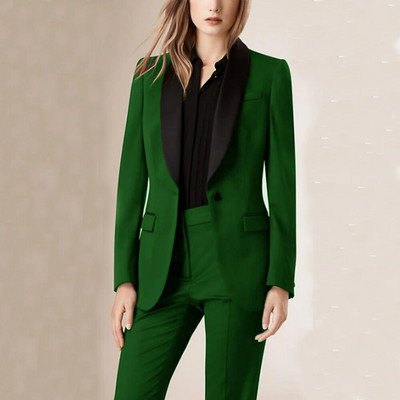 Elegantan i elegantan ženski set od 1 gumba, sako + hlače, žensko odijelo, komplet od 2 komada, šal i ovratnik, luksuzni sako s hlačama