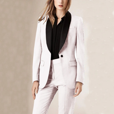 Elegantan i elegantan ženski set od 1 gumba, sako + hlače, žensko odijelo, komplet od 2 komada, šal i ovratnik, luksuzni sako s hlačama