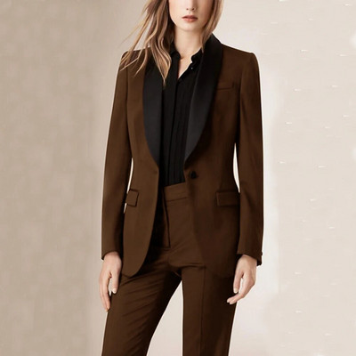 Elegantan i elegantan ženski set od 1 gumba, sako + hlače, žensko odijelo, komplet od 2 komada, šal i ovratnik, luksuzni sako s hlačama