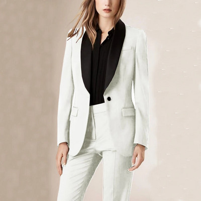 Elegantan i elegantan ženski set od 1 gumba, sako + hlače, žensko odijelo, komplet od 2 komada, šal i ovratnik, luksuzni sako s hlačama