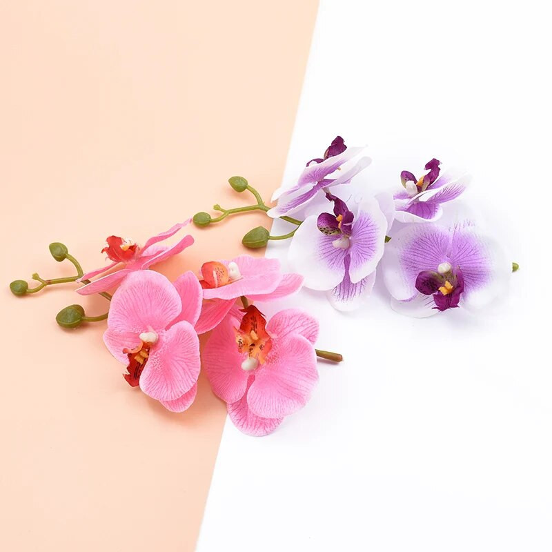 6cm 10db mesterséges növények virág fal lakberendezés barkácsolás kézzel készített scrapbooking dekoratív virágok koszorúk selyem Pillangó orchidea