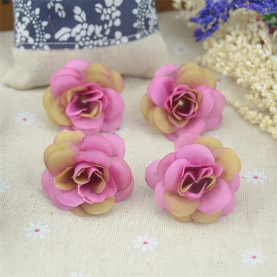 50 komada 4 cm ručno rađene mini umjetne svilene ruže s cvjetnim glavama DIY Scrapbooking cvjetna lopta za poljubac za vjenčanje, ukras