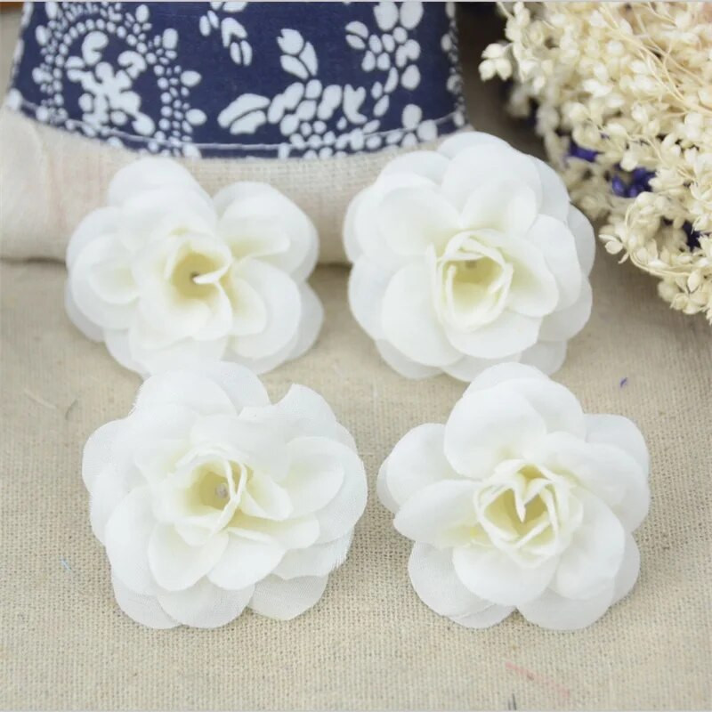 50 komada 4 cm ručno rađene mini umjetne svilene ruže s cvjetnim glavama DIY Scrapbooking cvjetna lopta za poljubac za vjenčanje, ukras