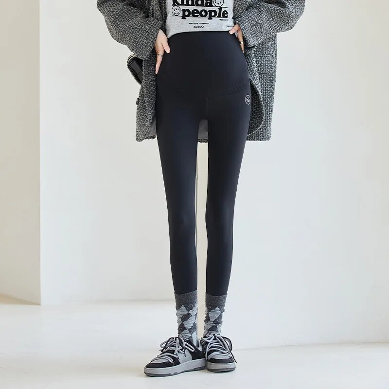 CARECODE Kasdieniai nėščiųjų antblauzdžiai pavasario rudeniniai aukšto juosmens pilvo palaikymas Besiūlės jogos kelnės nėščioms moterims Barbės kelnės