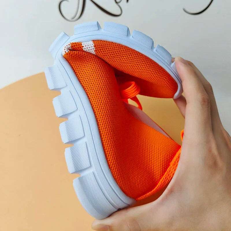 Mrežaste pletene prugaste ravne cipele za žene Ljeto 2023. Ležerne tenisice na vezanje Ženske prozračne natikače s mekim potplatom Velika veličina 43