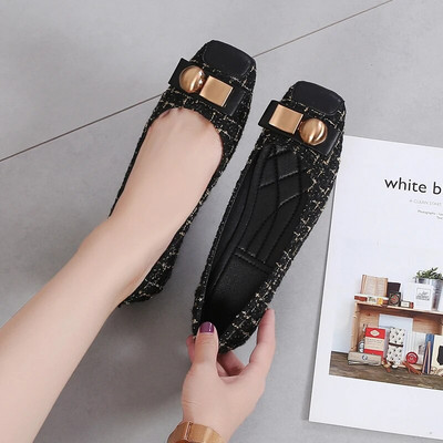 Ravne cipele s četvrtastim prstima Ženske natikače Udobne baletne ženske cipele s ravnim prstima Cipela s metalnim gumbima Veličina 35-43 Zapatillas Mujer