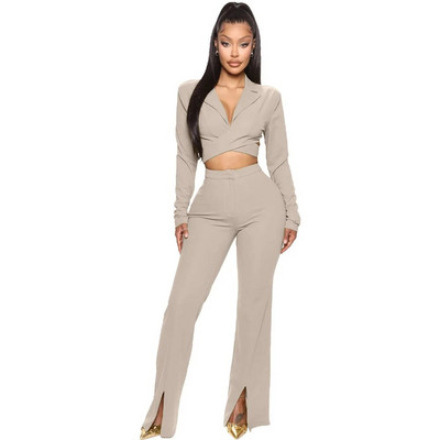 Chic ženski dvodijelni set od 2 komada 2023. Novo u ljetnoj odjeći Kratki sako + hlače s jakim hlačama Ulična trenirka Kompleti uredskih ženskih hlača