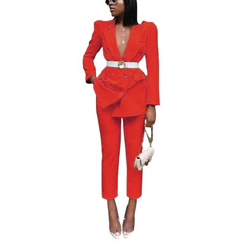 Κομψό γυναικείο κοστούμι 2 τεμαχίων 2023 Νέο σε σακάκια με γυναικεία ζώνη + μολύβι παντελόνι Γραφείο Γυναικείο επαγγελματικό κοστούμι Επίσημο σετ παντελονιού