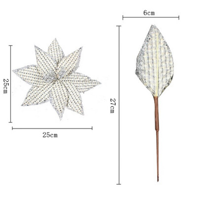 1 gab Glitter Mākslīgie Ziemassvētku ziedi Jaunais gads Ziemassvētku eglīšu rotājumi Mājas viltotie ziedi Ziemassvētku eglīšu rotājumi Mājas dekors