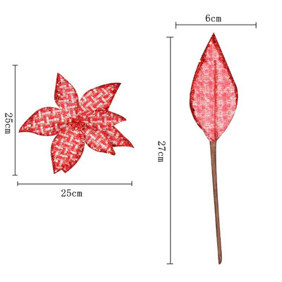 1 gab Glitter Mākslīgie Ziemassvētku ziedi Jaunais gads Ziemassvētku eglīšu rotājumi Mājas viltotie ziedi Ziemassvētku eglīšu rotājumi Mājas dekors