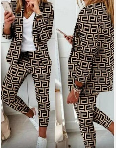 Elegantni ženski kompleti hlača 2023 Novo u modi Blejzer s printom Hlače s uzicom Odijelo Ženska ležerna dvodijelna odjeća