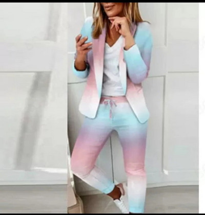 Elegantni ženski kompleti hlača 2023 Novo u modi Blejzer s printom Hlače s uzicom Odijelo Ženska ležerna dvodijelna odjeća