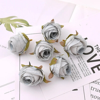 50db 4cm fehér rózsa bimbó Műselyem virágfejek Esküvői dekoráció Barkács koszorú Scrapbooking Kézműves hamis virágok