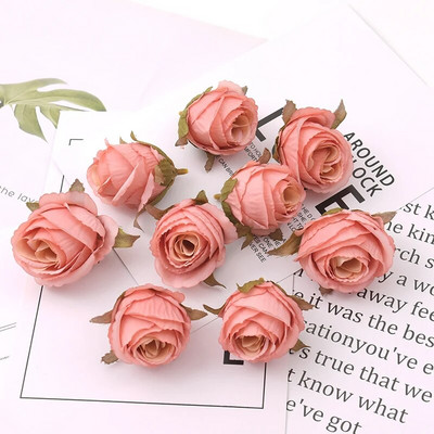 50db 4cm fehér rózsa bimbó Műselyem virágfejek Esküvői dekoráció Barkács koszorú Scrapbooking Kézműves hamis virágok