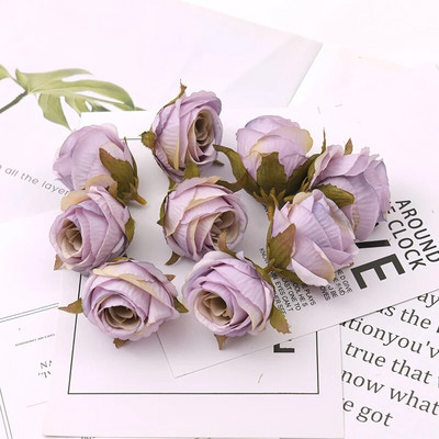 50db 4cm fehér rózsa bimbó Műselyem virágfejek Esküvői dekoráció Barkács koszorú Scrapbooking Kézműves hamis virágok