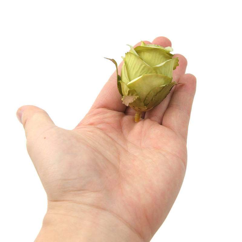 50db 4cm fehér rózsa bimbó Műselyem virágfejek Esküvői dekoráció Barkács koszorú Scrapbooking Kézműves hamis virágok