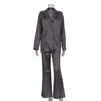 Κομψό γυναικείο σετ 2 τεμαχίων με στάμπα 2023 Νέο σε μπλέιζερ + κοστούμι παντελόνι Flare γυναικείο επίσημο σετ παντελονιών σε στυλ Street γυναικεία ρούχα