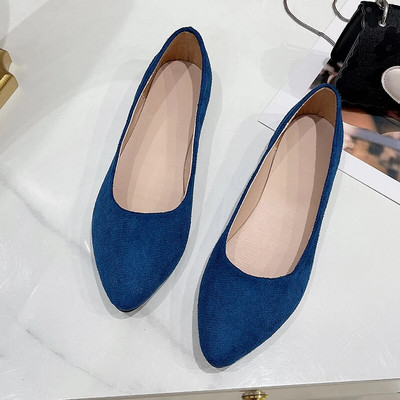 Ženske ravne tenisice od umjetne brušene kože sa šiljatim vrhovima Udobne ženske cipele Crne mokasine Plitke jednostruke cipele Plava Crvena 1057N