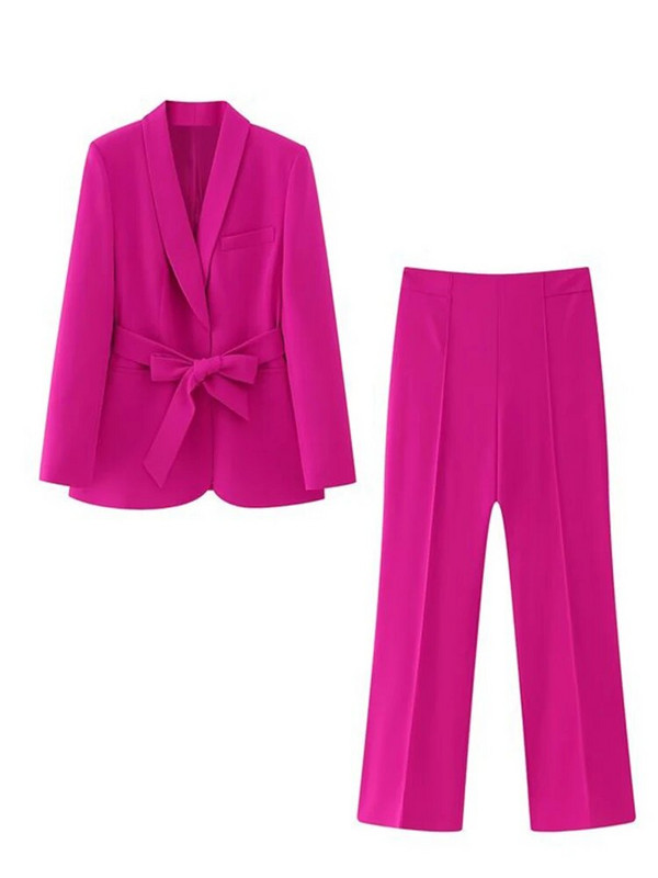 2023 Fashion OL Σετ κοστούμι Blazer Γυναικείο κομψό μακρυμάνικο μπουφάν με φαρδιά ζώνη παντελόνι σετ Γυναικεία κομψά ρούχα υψηλής οδού