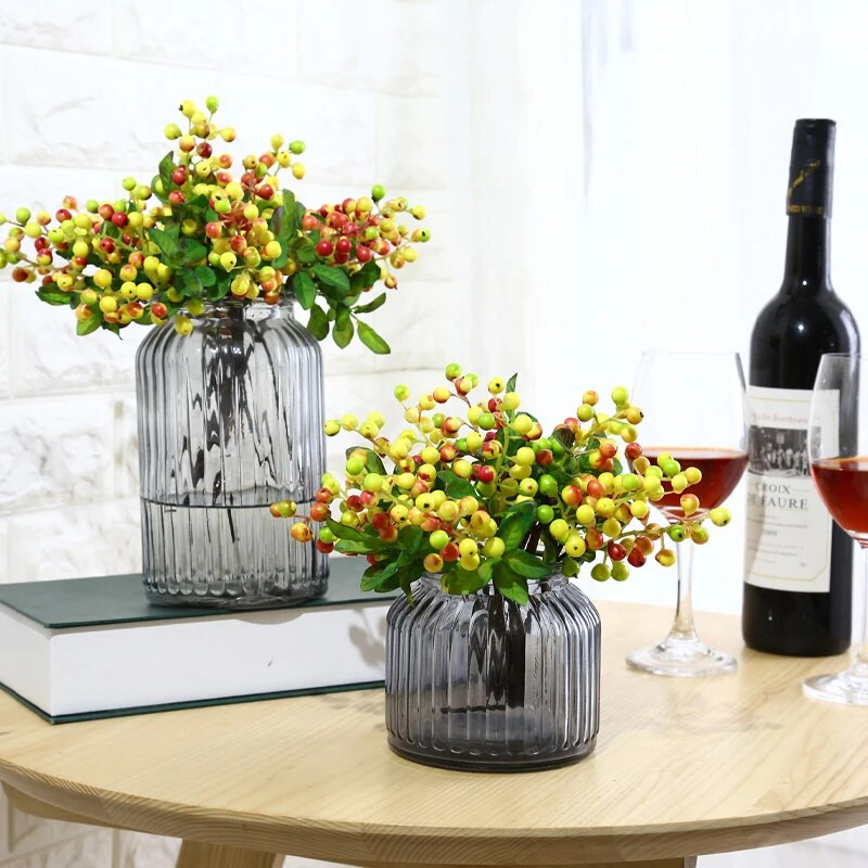Műbogyó Hamis virágok Otthoni Irodai Party Esküvő Karácsonyi Szimuláció Bogyó Díszek Karácsonyfa Díszek Barkács kiegészítők