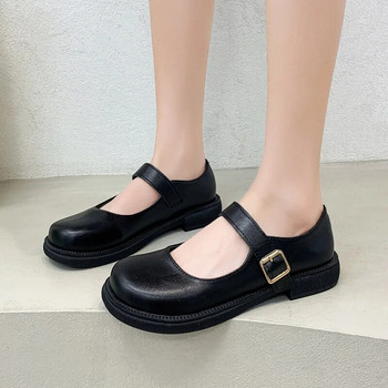 Плюс размер 41 Дамски кожени обувки с кръгли пръсти Обувки Mary Janes Черни ученически обувки за момичета Ученически обувки на нисък ток Обувки Лолита Оксфорд 9818N