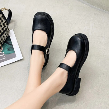Плюс размер 41 Дамски кожени обувки с кръгли пръсти Обувки Mary Janes Черни ученически обувки за момичета Ученически обувки на нисък ток Обувки Лолита Оксфорд 9818N