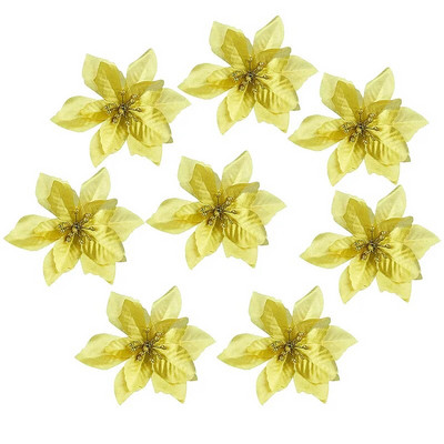 13cm Mākslīgās puansetijas Ziemassvētku ziedu rotājumi Zīda mākslīgās ziedu ogas Ziedu Ziemassvētku eglītes iekarināmo ziedu rotājumi