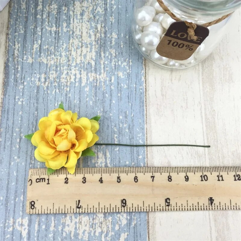 6 kom/lot Mini svileni buket umjetnog ružinog cvijeća za kućnu dekoraciju vjenčanja Poklon kutija Craft DIY Scrapbooking lažna cvjetna kugla