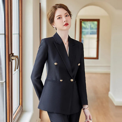 Žensko odijelo s hlačama 2023. Novo u visokokvalitetnom crveno-zelenom sakou s jednim kopčanjem, ženski poslovni formalni sako i hlače u kompletu od 2 komada