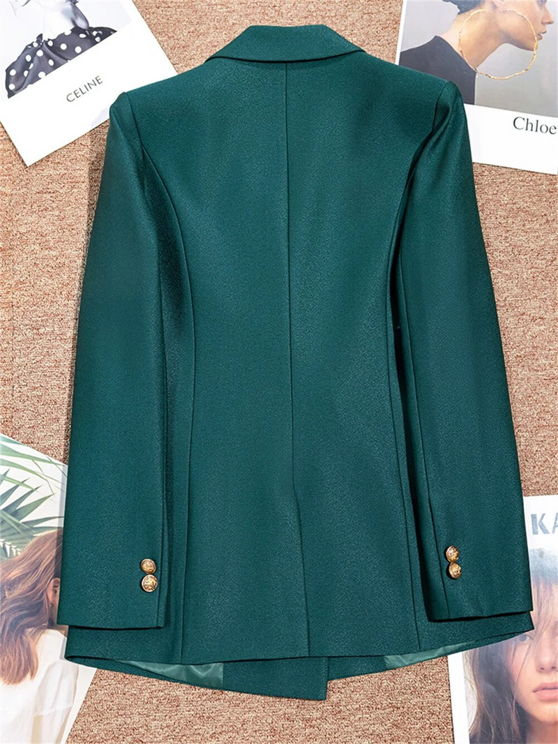 Žensko odijelo s hlačama 2023. Novo u visokokvalitetnom crveno-zelenom sakou s jednim kopčanjem, ženski poslovni formalni sako i hlače u kompletu od 2 komada