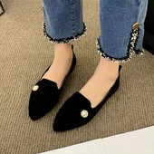 Ženske ravne cipele 2022. Proljeće i jesen Britanski modni modni biserni špic Cipele s niskim vrhom Ležerne natikače Ravne cipele Ženske