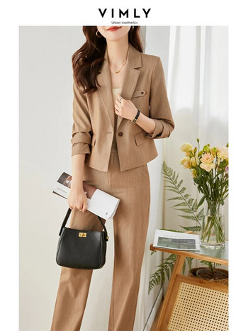 Vimly Κοστούμια παντελόνι γραφείου για γυναίκες 2023 Άνοιξη Κορεάτικο Κομψό επαγγελματικό κοστούμι Παντελόνι και Σετ μπλέιζερ 2 τεμαχίων V8128
