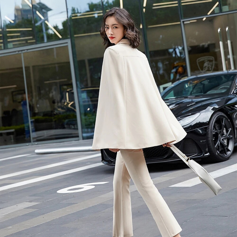 Žensko odijelo s hlačama s šišmiš rukavima Najnoviji modni ženski sako, sako i hlače Crvena marelica, crni komplet od 2 komada